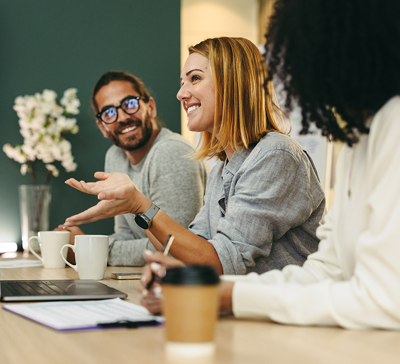 woman talking while in meeting